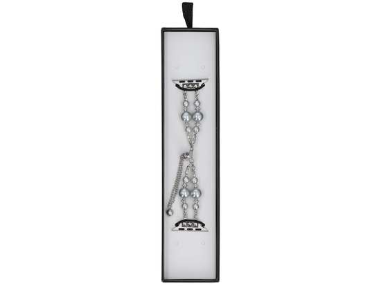 New bracelet for the GlacierX Slider Clasp Double Chain Pearl Bracelet Lunar Shine smartwatch for Apple Watch 38/40/41mm Silver