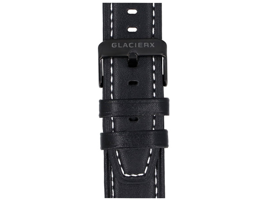 Nouveau bracelet pour smartwatch GlacierX Classic Leather Black Noir 22mm