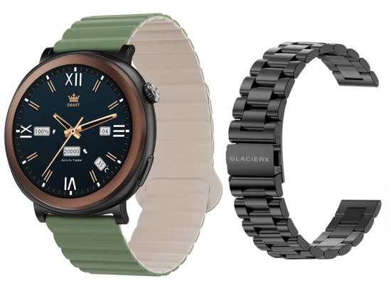 Neuer Smartwatch GlacierX Theron Black + Band GX-T248