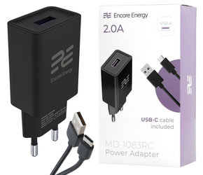 Новий зарядний пристрій Encore Energy USB-A 10W для стіни + універсальний зарядний кабель USB-C MD-1083RC