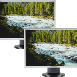 Sada dvou monitorů Samsung SyncMaster 2243BW 22" 1680x1050 DVI D-SUB stříbrný