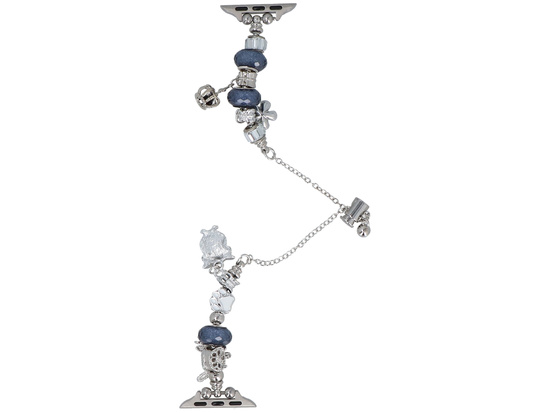 Nuovo bracciale per smartwatch GlacierX Slider Clasp Beaded Charm Bracelet Nightfall Silver per Apple Watch 38/40/41mm Argento-blu navy