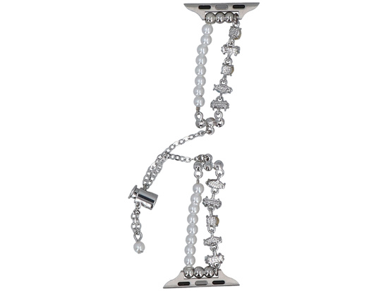 Nový náramek k chytrým hodinkám GlacierX Slider Clasp Double Chain Bracelet Crystal Candy pro Apple Watch 38/40/41mm Stříbrno-barevný