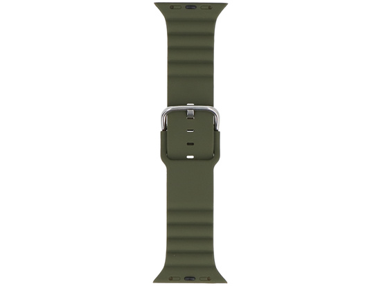 Bracelet pour smartwatch GlacierX Silicone Grooved Dark Olive Green pour Apple Watch 42/44/45/49mm Vert