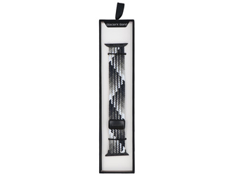 Nouveau bracelet GlacierX Boucle Magnétique Tressée Ébène Mosaïque pour Apple Watch 42/44/45/49mm Noir et blanc dégradé