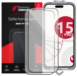 Nuevo Vidrio de privacidad Ekranowy Samuraj para Apple iPhone 15 Pro con Easy Fit Frame | 2-Pack