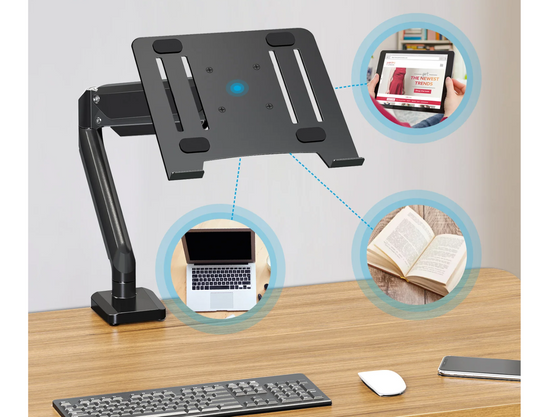 Nový stolní držák Triadyn SoloLift na monitor nebo laptop ergonomický nastavitelný otočný TRD-BLK-1L