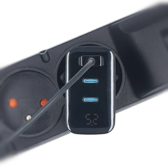 Nouveau chargeur secteur Encore Energy GaN QC 4+ PD 3.0 USB-A USB-C x2 65W MD-6583R écran + Câble USB-C Encore Energy 2m