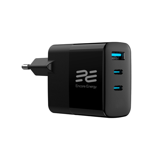 Nová síťová nabíječka Encore Energy GaN QC 4+ PD 3.0 USB-A USB-C x2 65W MD-6583R displej + Kabel USB-C Encore Energy 2m