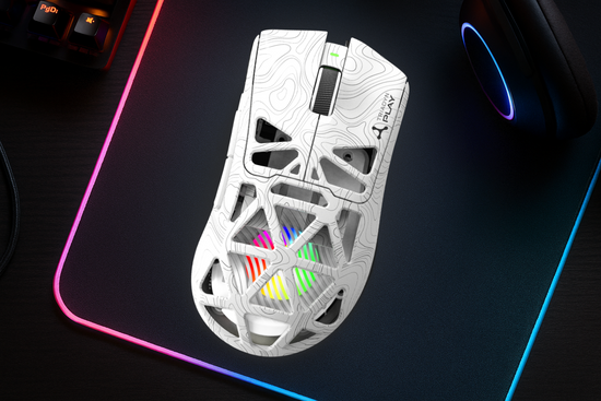 New Wireless Gaming Mouse Triadyn Play IAPETUS PixArt PAW3311DB 12000 DPI For Gamers LED Lighting HUANO White