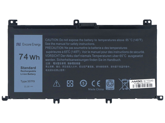 Nowa bateria Encore Energy do Dell 74Wh 11.1V 6600mAh 357F9