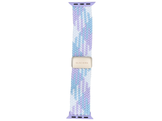 Nový pásek GlacierX Braided Magnetic Buckle Violet Candy pro Apple Watch 38/40/41mm bílý-fialovo-modrý