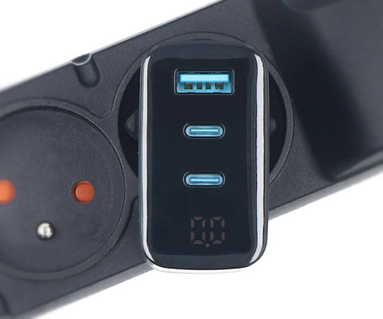 Нова мережна зарядка Encore Energy GaN QC 4+ PD 3.0 USB-A USB-C x2 65W MD-6583R дисплей + Кабель Samsung Combo USB