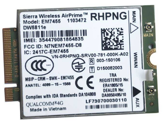 Modem Sierra Wireless AirPrime WWAN Dell RHPNG DW5811e E5270 E5470 E5570 E7270 E7370 E7470