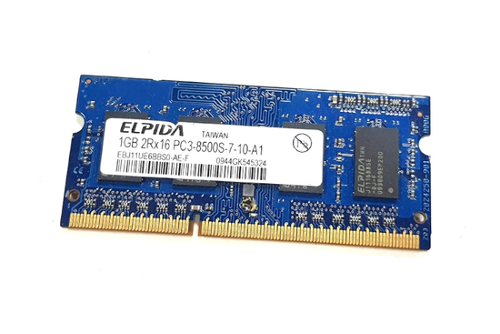 RAM ELPIDA 1GB DDR3 1066MHz PC3-8500S SODIMM Mémoire pour ordinateur portable