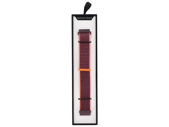 Neues Armband für die Smartwatch GlacierX Grip Strap Nylon Pflaume + Rosa und Orange 22mm