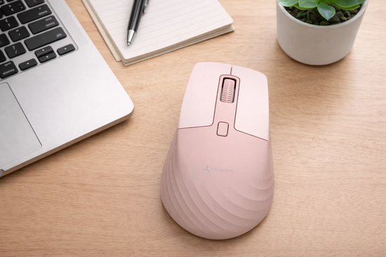 Nouvelle souris sans fil de bureau Triadyn THALASSA Bluetooth 2.4 GHz 1600DPI rose