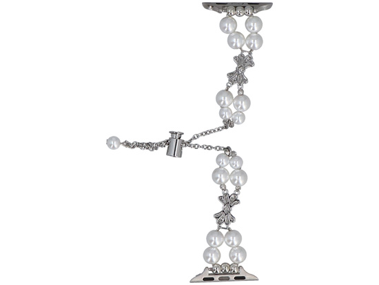 Nueva pulsera para smartwatch GlacierX Slider Clasp Double Chain Pearl Bracelet White Gleam para Apple Watch 38/40/41mm Perla