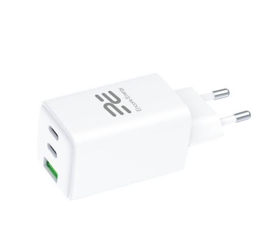 New GaN 65W USB-A + 2x USB-C QC PD Encore Energy MD-6583Z wall charger + 2x USB-C cable 100cm