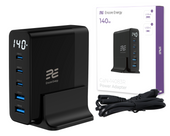 New Encore Energy charging station desktop charger GaN QC 4+ 5.0 PD 3.0 USB-A x2 USB-C x3 140W GaN-14083R with display