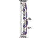 Nueva pulsera para smartwatch GlacierX Multi Strand Beaded Charm Bracelet Crystal Violet para Apple Watch 38/40/41mm Plateado-violeta