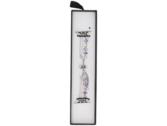 Nueva pulsera para smartwatch GlacierX Slider Clasp Double Chain Bracelet Crystal Purple para Apple Watch 38/40/41mm Plateado-púrpura