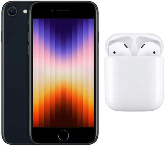 Apple iPhone SE 2022 A2783 4GB 64GB Black Powystawowy iOS + Nowe słuchawki Apple AirPods 2 MV7N2ZM/A