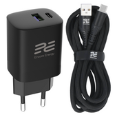 New Encore Energy GaN QC 4.0 PD 3.0 USB-A USB-C 45W GaN-4583R charger + USB-A to USB-C cable 2m