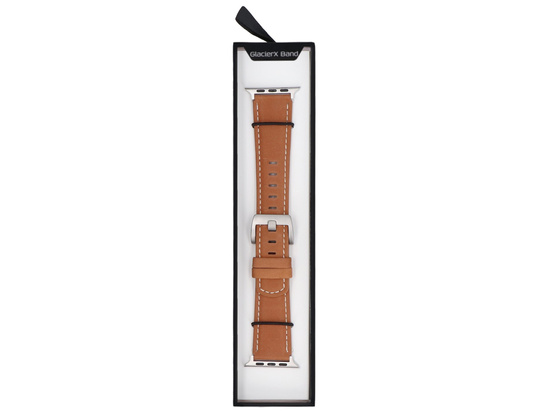 GlacierX Correa Clásica de Cuero Marrón para Apple Watch 42/44/45/49mm