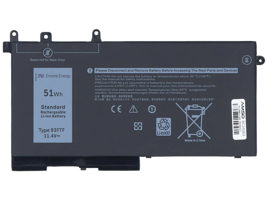 Batterie neuve Encore Energy pour Dell Latitude 5280 5480 5580 5590 51Wh 11.4V 4254mAh 93FTF