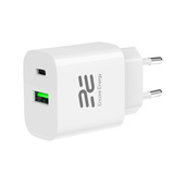 Нова мережна зарядка Encore Energy PD 3.0 Quick Charge 4.0 USB-A USB-C 20W адаптер MD-2083R + кабель 2x USB-C 50 см