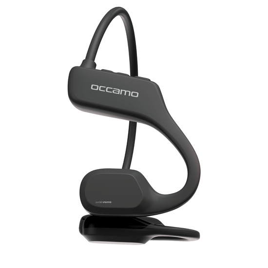 Neue wasserdichte Bluetooth-Kopfhörer mit Knochenleitung Occamo SwimBeat für das Schwimmen im Pool IP68 schwarz