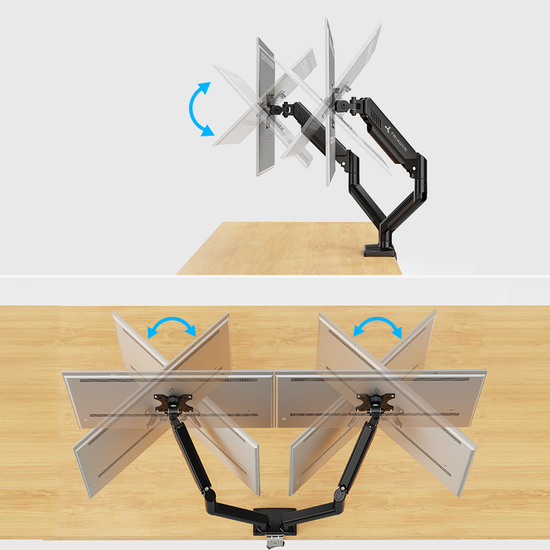 Neuer Schreibtischhalter Triadyn DuoFlexMount für zwei Monitore/Fernseher 13-32" ergonomisch verstellbar drehbar TRD-BLK-2AL-13"-32"