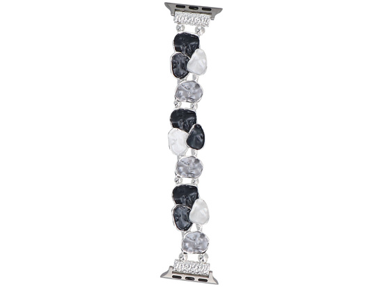 Neue Armbanduhr-Band GlacierX Gleam Ruffle Stretch Bracelet Charcoal Pearl für Apple Watch 38/40/41mm Schwarz