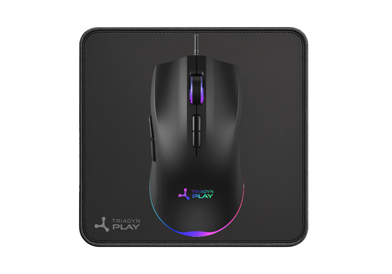 Neues Gaming-Set Triadyn PLAY METIS Tastatur TAYGETE S Anti-Ghosting RGB Blue Switch + Maus HELIKE 3600DPI HUANO + Mauspad