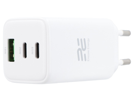 Нова мережна зарядка GaN 65W USB-A + 2x USB-C QC PD Encore Energy MD-6583Z + кабель 2x USB-C 100 см