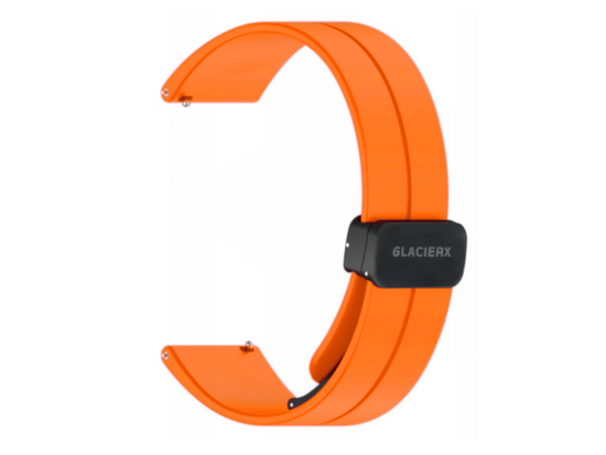 Nouveau bracelet pour smartwatch GlacierX Silicone Boucle Magnétique Orange Vif 22mm