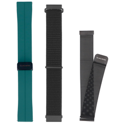 Set di cinturini per smartwatch GlacierX Grip Strap Nylon Nero + Fibbia Magnetica in Silicone Verde Foresta + Cinturino Magnetico Milanese Rete Nera 22mm