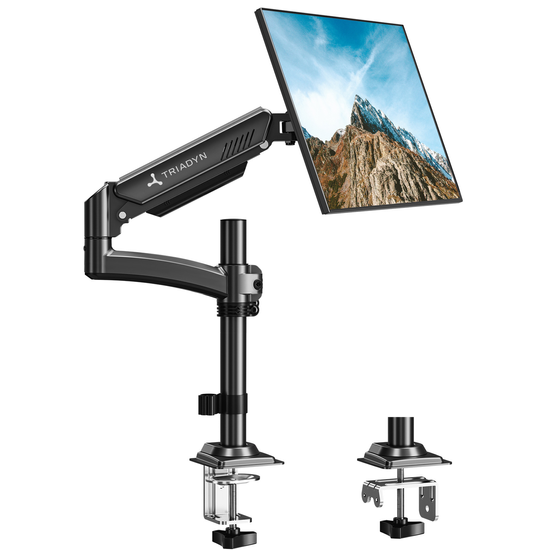 Neuer Schreibtischhalter Triadyn HighFlexMount für einen einzelnen Monitor Fernseher 13-34" ergonomisch verstellbar drehbar TRD-BLK-Hi1AL
