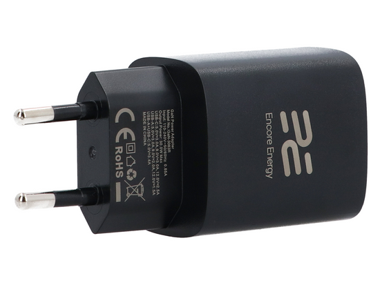 Nová síťová nabíječka Encore Energy GaN QC 4 PD 3.0 USB-A USB-C 30W GaN-3083R s displejem + kabel USB-C 2m