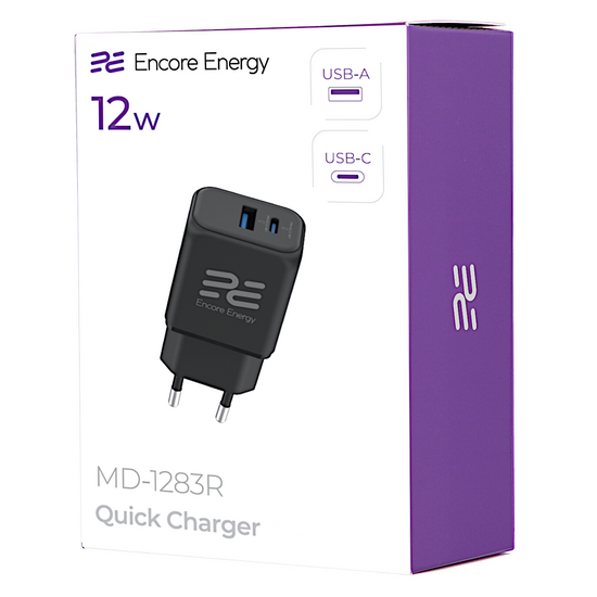 Нова мережна зарядка Encore Energy USB-A USB-C 12W адаптер MD-1283R