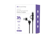 Nuevo cable Encore Energy 4 en 1 USB-C USB-A Lightning 3A cable QC PD 60W para carga y transferencia de datos 100 cm trenzado EE115