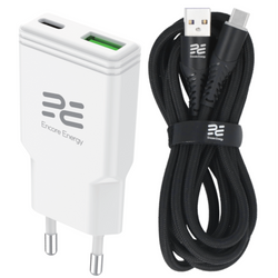 Нова мережна зарядка SLIM GaN 20W USB-A USB-C QC PD Encore Energy MD-2083ZA + кабель USB-A USB-C 2м