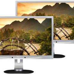 Set aus zwei Philips 231P4Q 23" LED Monitoren 1920x1080 VGA Silber Klasse A