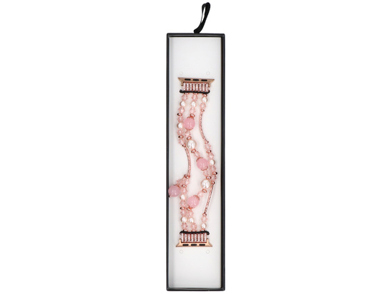 Nueva pulsera para smartwatch GlacierX Triple Strand Beaded Charm Bracelet Perla Rosa para Apple Watch 38/40/41mm Rosa