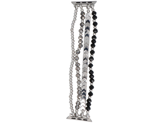 Nový náramek na smartwatch GlacierX Multi Strand Beaded Bracelet Onyx Shine pro Apple Watch 38/40/41mm Stříbrno-černý