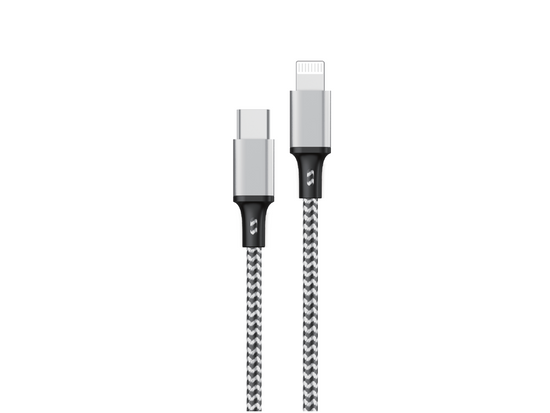 Nouveau câble Encore Energy USB-C Lightning 3A câble QC PD 27W pour la charge et le transfert de données 300 cm tressé noir et blanc EE118-CL