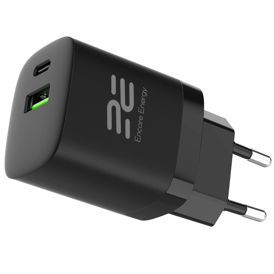 Nová síťová nabíječka Encore Energy PD 3.0 Quick Charge 4.0 USB-A USB-C 30W MD-3083R + Kabel Encore Energy USB 2m