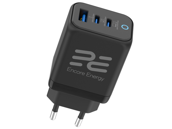 Nová síťová nabíječka GaN 45W USB-A + 2x USB-C QC PPS PD Encore Energy MD-4583RA