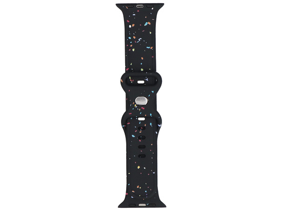 Nouvelle sangle pour smartwatch GlacierX Silicone Loop Band Black Sprinkle pour Apple Watch 42/44/45/49mm Noir multicolore